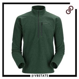 Simms Men's Rivershed Full Zip Fleece Fishing Sweater Green Size XL